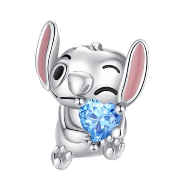 Charms Anhänger Charm kompatibel für Pandora 925 Sterling Silber Stitch mit Herzstein