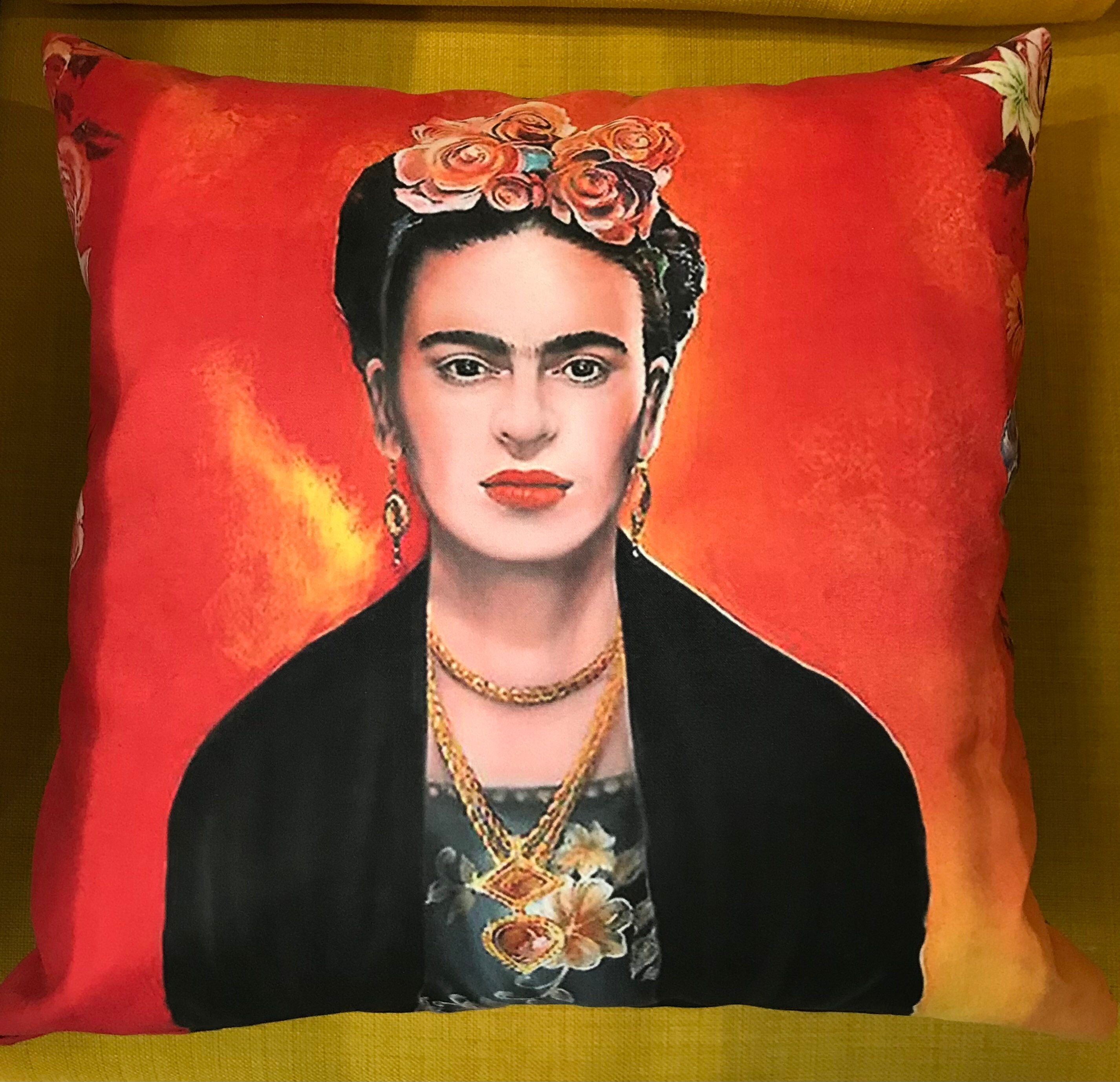 Frida Kahlo Red Floral, Cushion Cover, Photo Cushion, Home Gift
