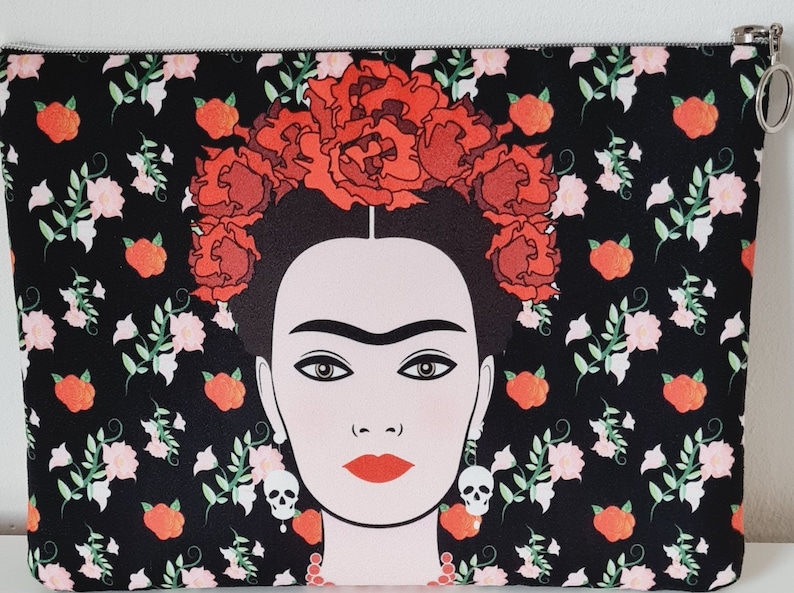 Printed Frida Kahlo Clutch bag case Dallas Mall ipad going Outlet ☆ Free Shipping pencil ou
