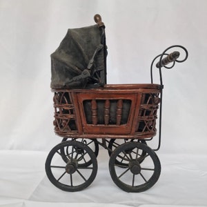 Antique Vtg 1920s South Bend Toy Baby Doll Carriage Buggy Stroller ~ Dark  Blue