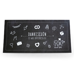 Karten Hochzeit - Dankeschön - Blackboard Doodle - DIN lang quer
