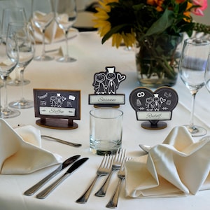 Tischkärtchen Hochzeit - Blackboard Doodle - 10 Stück - verschiedene Designs