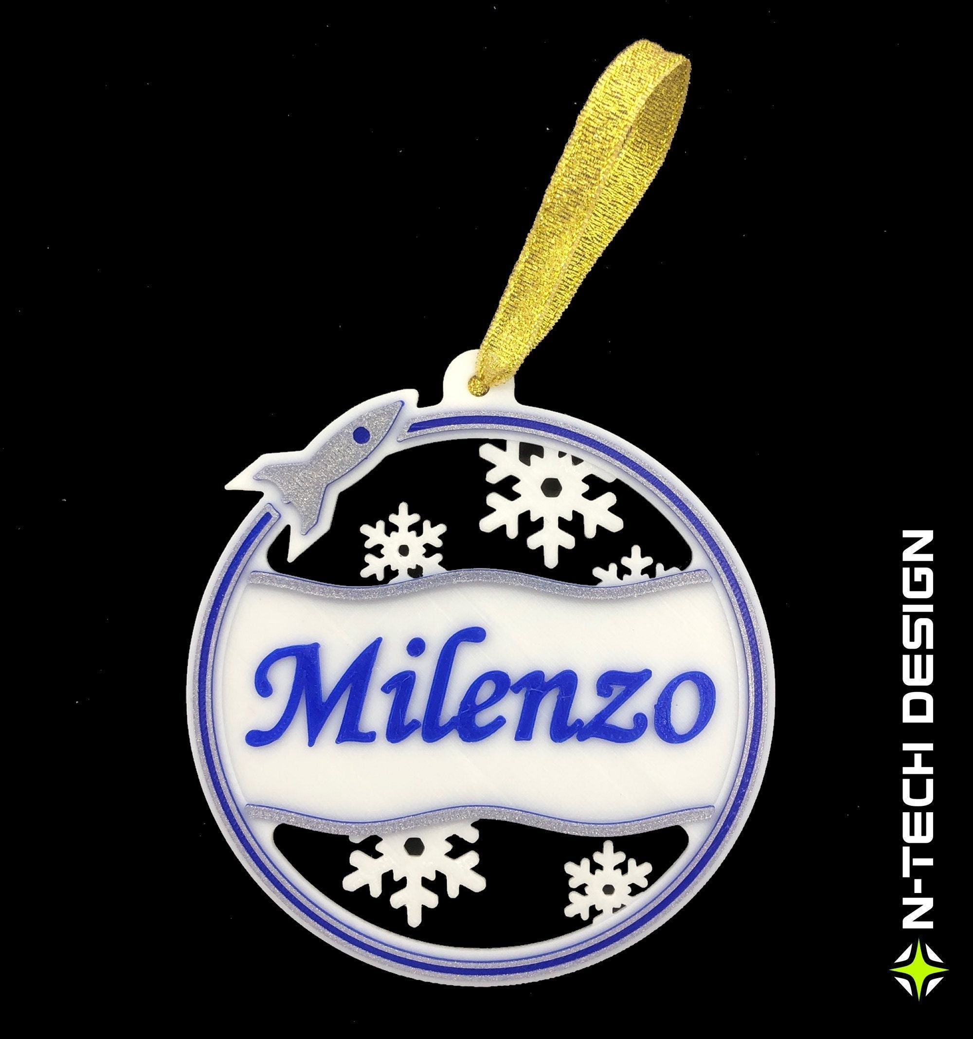 Boule de Noël Personnalisable Style Fusée