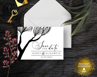 Save the Date Print Template + Evite Template | Modern Save the Date| Save Our Date Engagement Card | Digital Download | #MOD&MONOCHROME