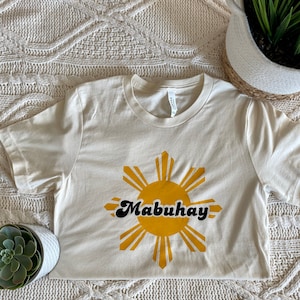 Mabuhay with Filipino Sun Shirt, Crop Top, Long Sleeve, Crewneck, Tank Top,  Canvas Tote - Filipino Shirt / Pinoy Pinay Unisex / Pilipinas