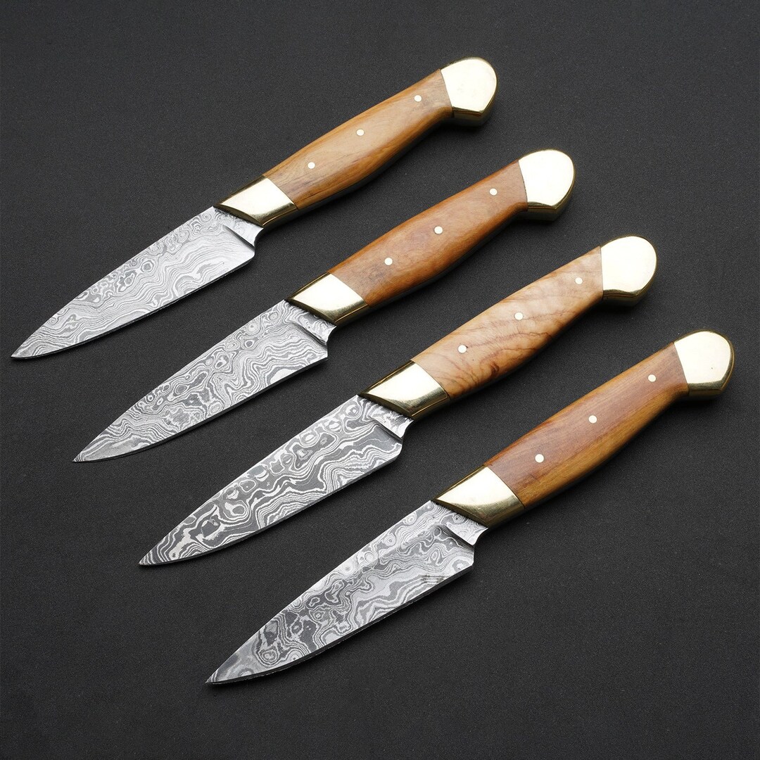 BBQ Steak Knives Set 4 Pcsoutdoor Steaks Knives Damascus Etsy
