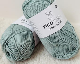 Hilo de crochet RICO Baby Cotton Soft DK Double Knitting, 50 g, suave, antibolitas, para amigurumi, varios colores, para bebés y niños pequeños, para uso diario, acrílico