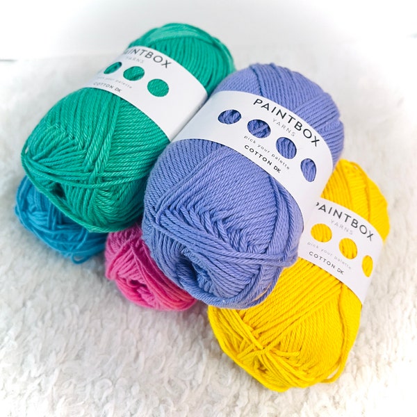 BUY 4 GET 1 Free Paintbox 100% Cotton Double Kniting Yarn Soft Smooth Everyday Beginner Crochet Wool 50g DK Amigurumi 63 Various Colors