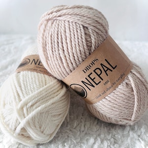 DROPS Nepal Naturwolle 65% Wolle 35 Alpaka Aran Kammgarn Qualität Premium Luxuriöses unbehandeltes Garn 50g Klassisch gesponnenes Häkeln Stricken