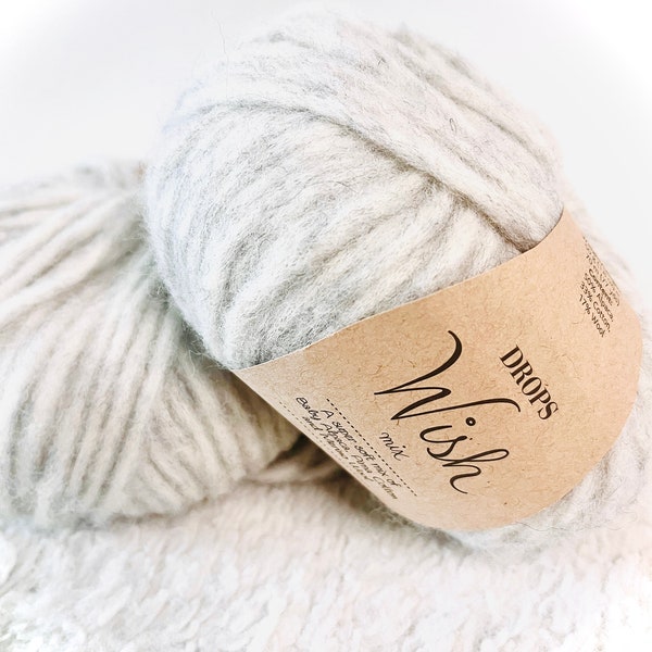 DROPS Wish Super Bulky Supersoft Extra Chunky Yarn 50g Itch Free Smooth Fluffy Premium Wool Cosy Light Airy Alpaca Cotton Merino Wool