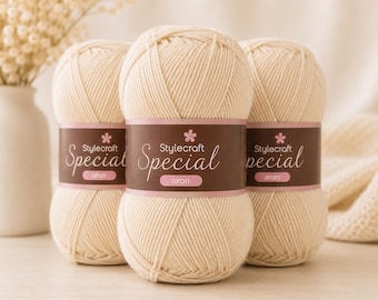 STYLECRAFT Poids peignée spéciale Aran 100 % acrylique 100 g Fil super doux sans danger pour les bébés Lisse pour nouveau-né à tricoter Crochet de tous les jours Débutant en laine