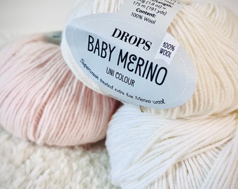 DROPS Baby Wool 100% Merino 50g Filato Extra Fine Baby Safe Supersoft trattato Superwash