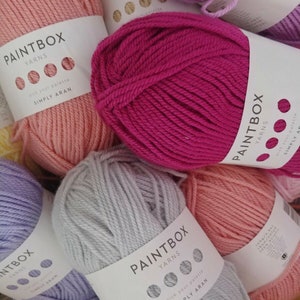 6 New +1 Skeins Paintbox Yarns 100% Cotton DK - Grey, Pink, and Blue