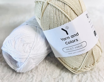 Yarn and Colors Must Have 100% 4ply Cotton Double Knitting Crochet Yarn 50g Amigurumi Supersoft Smooth Anti Pilling Wool Baby Safe Everyday