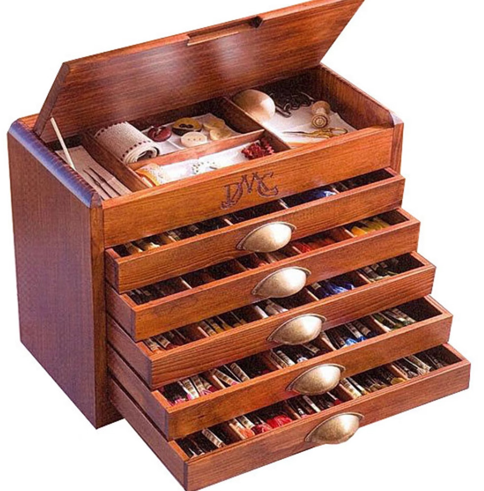 DMC Wooden Collector's Box Pre-filled With 500 DMC Stranded Cottons ...