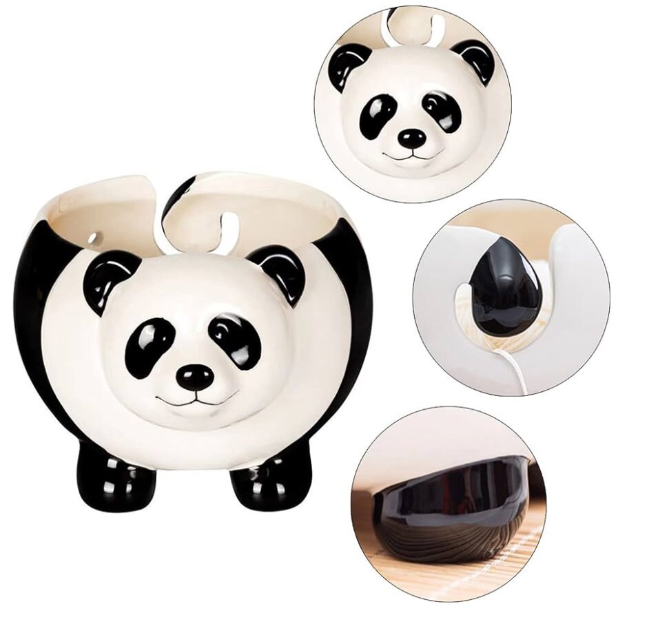 Sheep Ceramic Yarn Bowl - Handmade Knitting Yarn Holder With Travel Bag