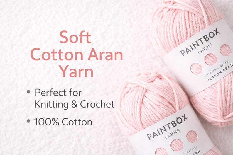 Paintbox 100% Cotton Aran Yarn 50g – Worsted Weight Cotton Yarn for Knitting and Crochet image 3