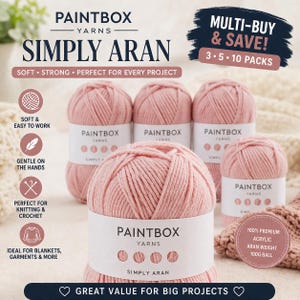 Paintbox Aran Wolle 100g – Weiches Acryl Strick- & Häkelgarn | Kammgarn Gewicht | Multi-Buy Packs verfügbar