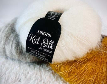 DROPS Super Kid Mohair Mulberry Silk Yarn 25g Lace lightweight Fingering Weight luxurious feather light Wool Premium Bruhed 2ply 53 Colors