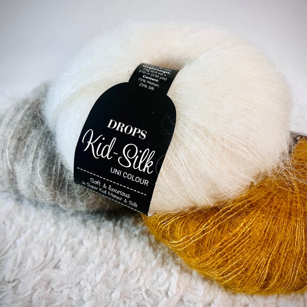 DROPS Super Kid Mohair Mulberry Silk Yarn 25g Lace lightweight Fingering Weight luxurious feather light Wool Premium Bruhed 2ply 53 Colors