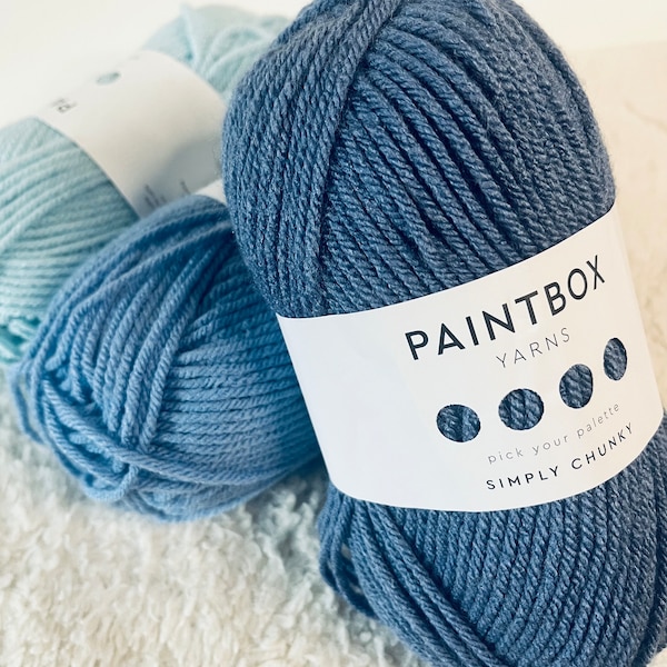 PAINTBOX Blue Yarn Wool 100g Simply Chunky Baby Wool Knitting Crochet Acrylic 63 Colors Gift Set x 3 Balls