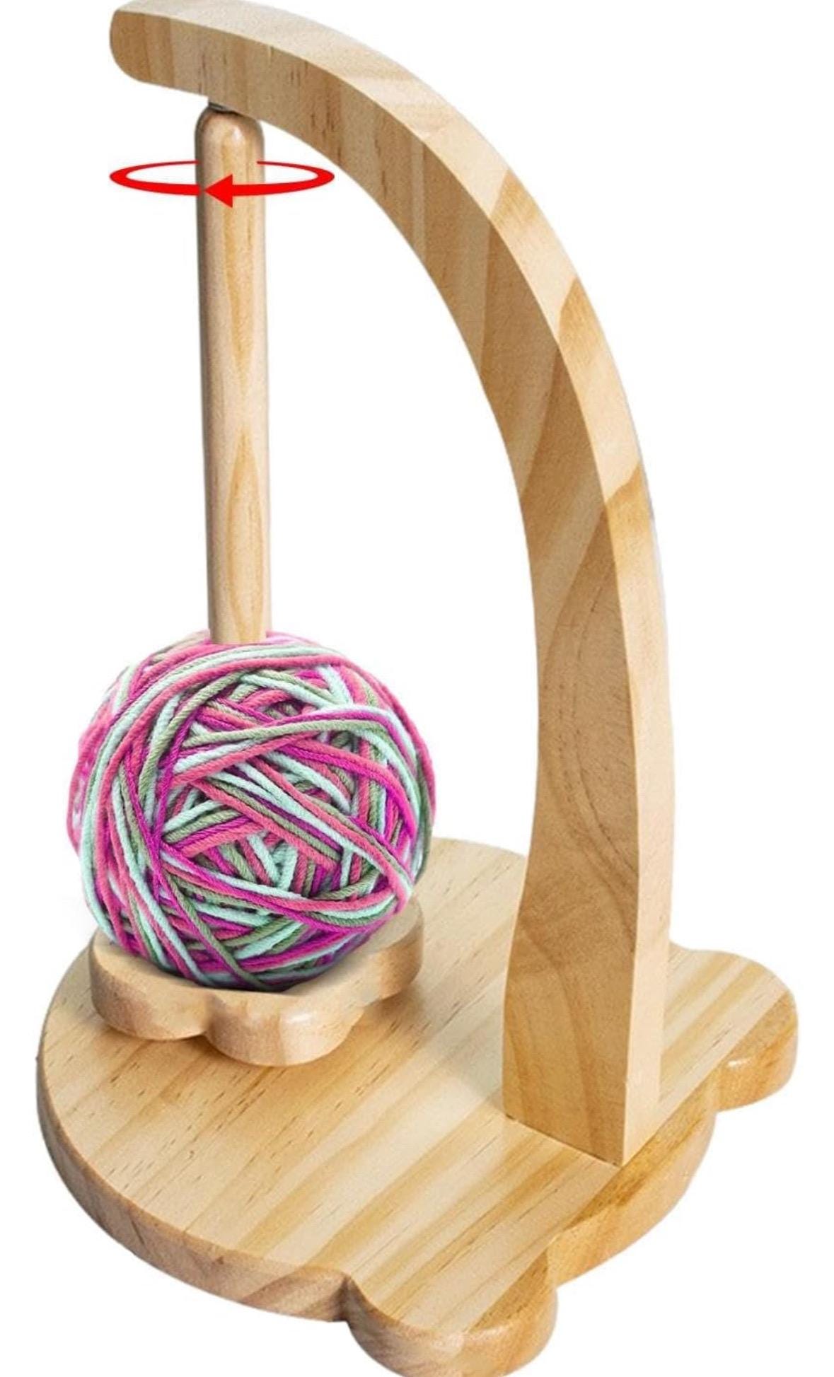 Yarn Holder With 2 Pcs Spindles For Knitting And Crocheting Crochet Gift For Knitting Lovers Wooden Yarn Spinner For Crochet By Artowell Original Bamboo Color
