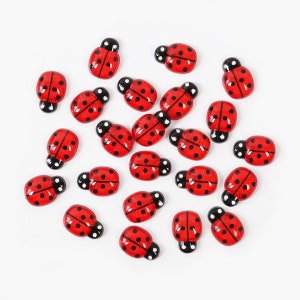 10 coccinelles à dos plat en résine, différentes couleurs, embellissements