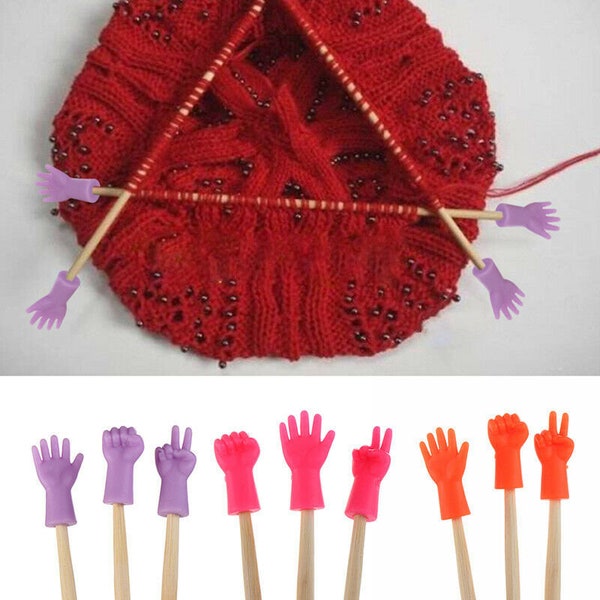 Knitting Needle Stoppers - Rock Paper Scissor ~ Set of 6