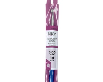 Aguja de crochet de abedul con mango de plástico – 4,00 mm a 5,00 mm