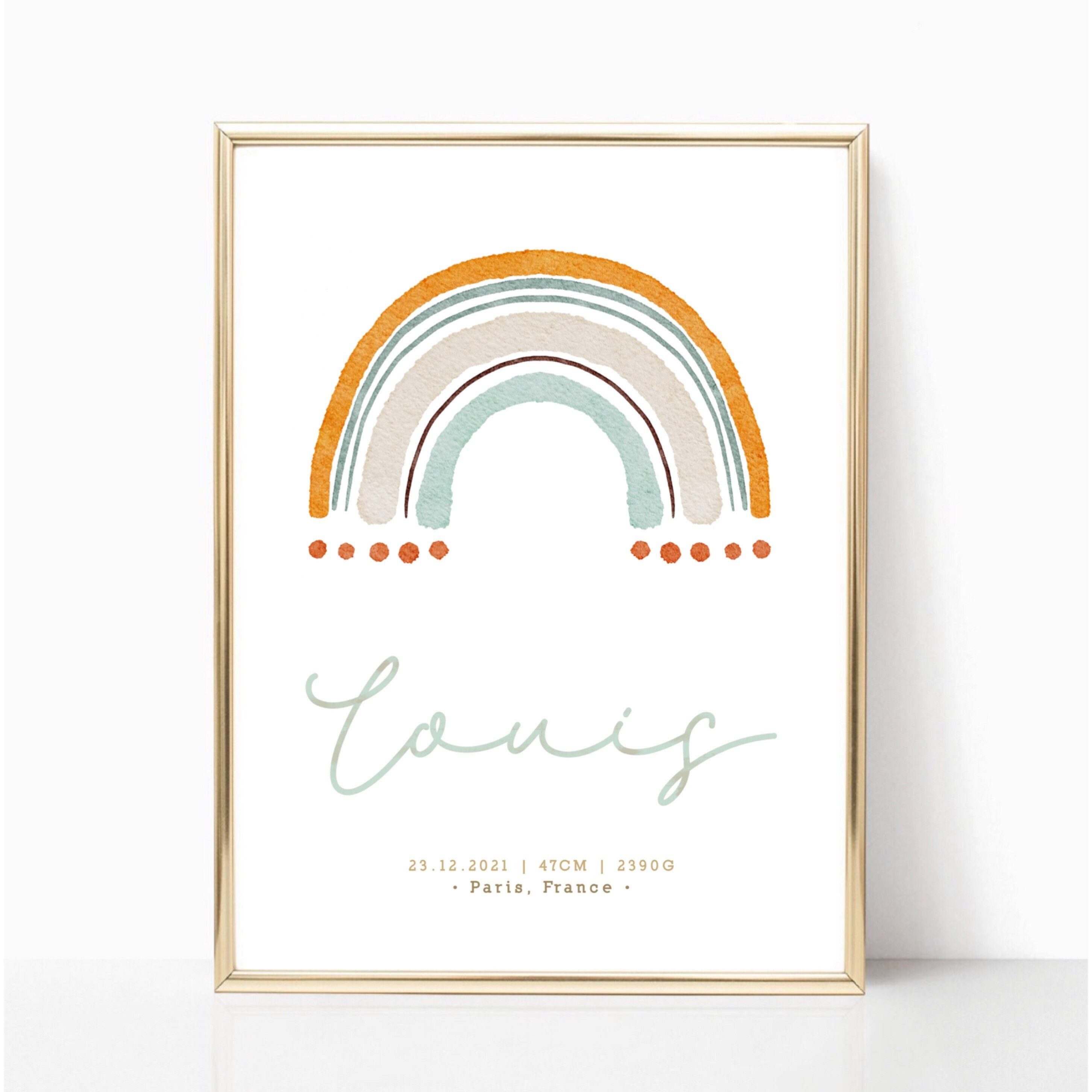 Affiche Naissance - Arc en Ciel Aquarelle 2 A4