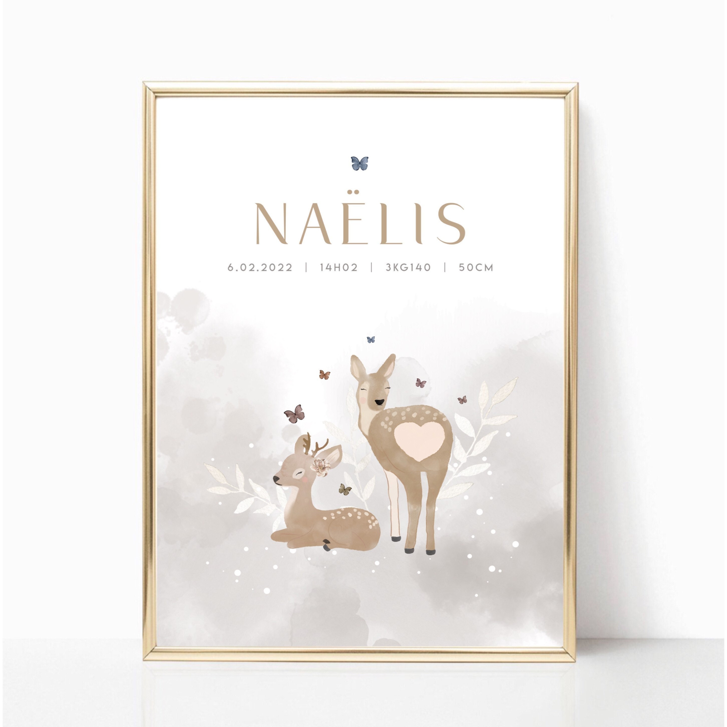 Affiche Naissance Biches A4