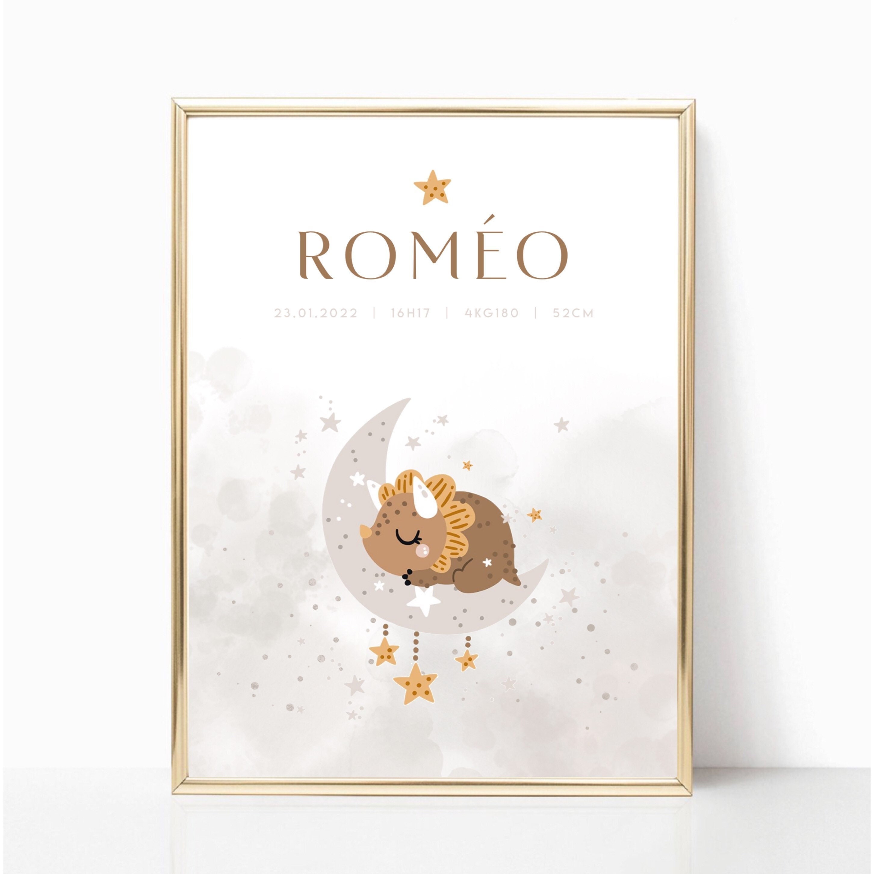 Affiche Naissance - Dinosaure A4