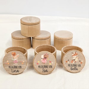 Personalized milk tooth box with name tooth box wooden box storage box tooth box box for milk teeth squirrel fox mouse