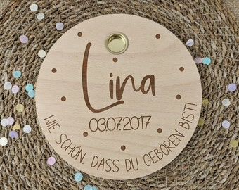 Personalisierter Kerzenhalter aus Holz zum Geburtstag Wie schön das du geboren bist! Punkte