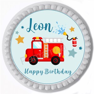 Cake topper Cake image Sugar image Fire engine Fire truck 20 cm