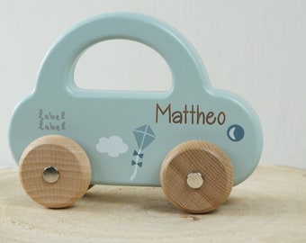 Label Label Little Car - small car - toy car - light blue - customizable with name - laser engraving