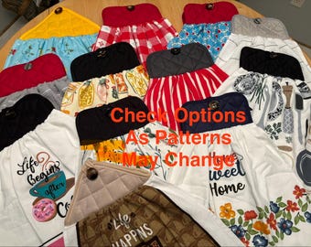 Hanging Kitchen Towel: Terry Cotton Potholder with Button Closure