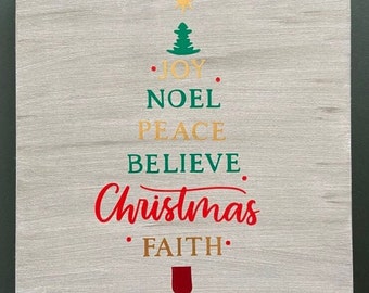 Christmas Tree Wooden Sign | Holiday Home Decor (9 1/2 x 9 1/2)