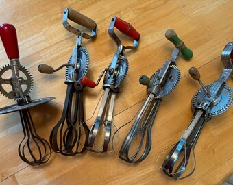 Vintage Hand Mixers | Wooden Handles | Red Handles | Green Handles | Home Decor | Kitchen Decor