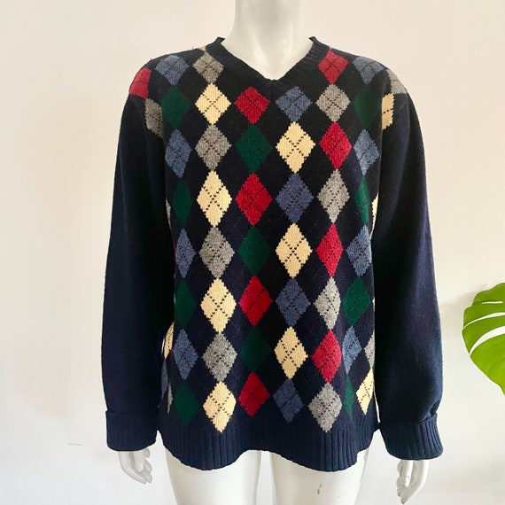 Vintage GAP 100 percent  Shetland wool argyle swe… - image 1