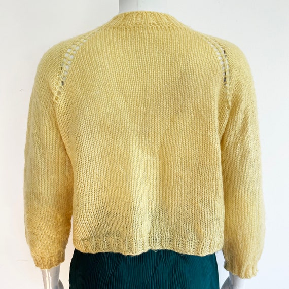 Handknit 1980s dainty yellow cardigan sweater. Vi… - image 7