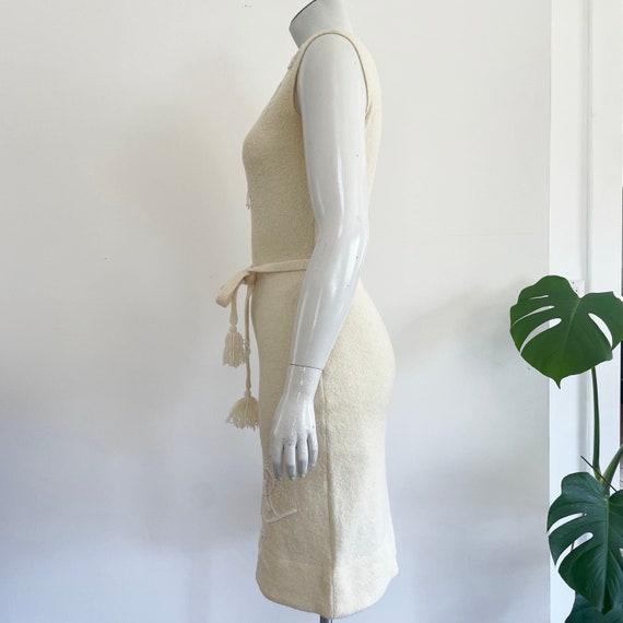 Vintage, mid century, winter white, knit wiggle d… - image 2