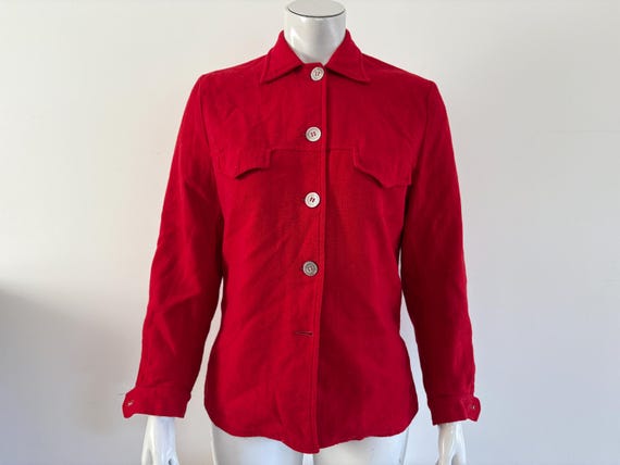 100 % Virgin Wool Vintage 80s Chippewa Red Wool Shirt Jacket - Made in USA