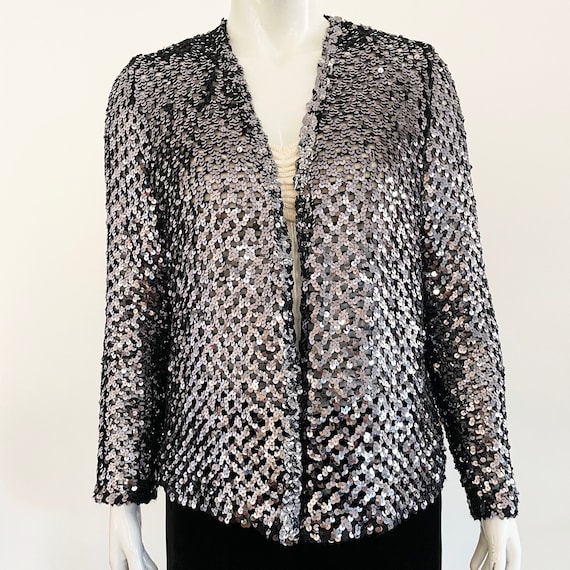 1980s Sequin Cardigan Jacket: Vintage Party Coat - image 1