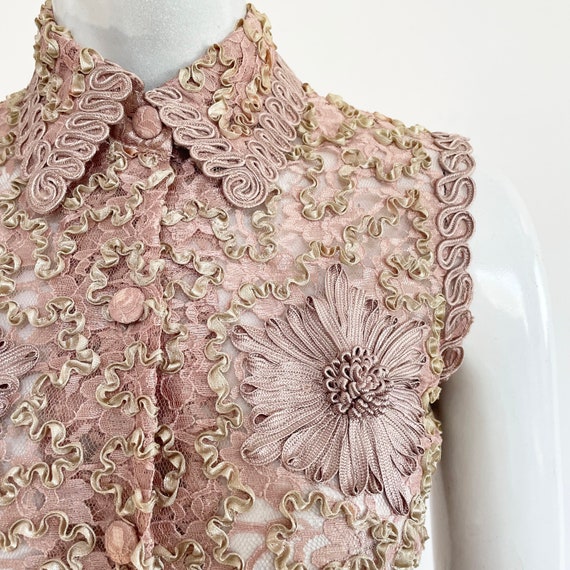 Vintage Battenburg lace blouse. Beautiful Intrica… - image 5