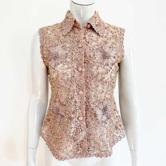 Vintage Battenburg lace blouse. Beautiful Intrica… - image 1