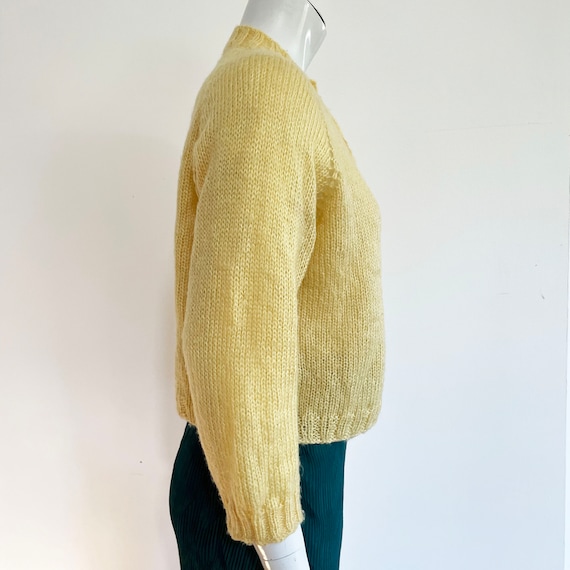 Handknit 1980s dainty yellow cardigan sweater. Vi… - image 3