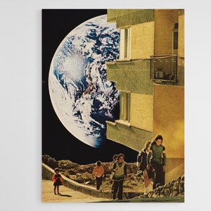 Digital Print - DIGITAL DOWNLOAD - Printable - Downloadable - VINTAGE  - eclipse - planet Earth - Collage - Surreal Collage art print