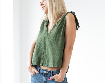 Linen Top NICA/ Simple Linen Blouse / Linen tank top / Linen shirt / Summer clothing / MinimalisticLinen / linen clothing / natural linen