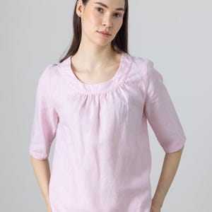 Linen Blouses For Women Lily | Ruffle Neck Linen Top